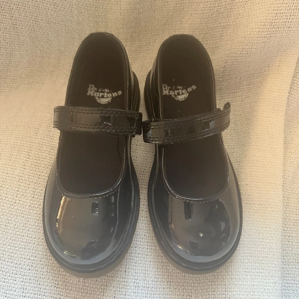 Dr. Martens Black Patent Mary Jane Kids Shoes